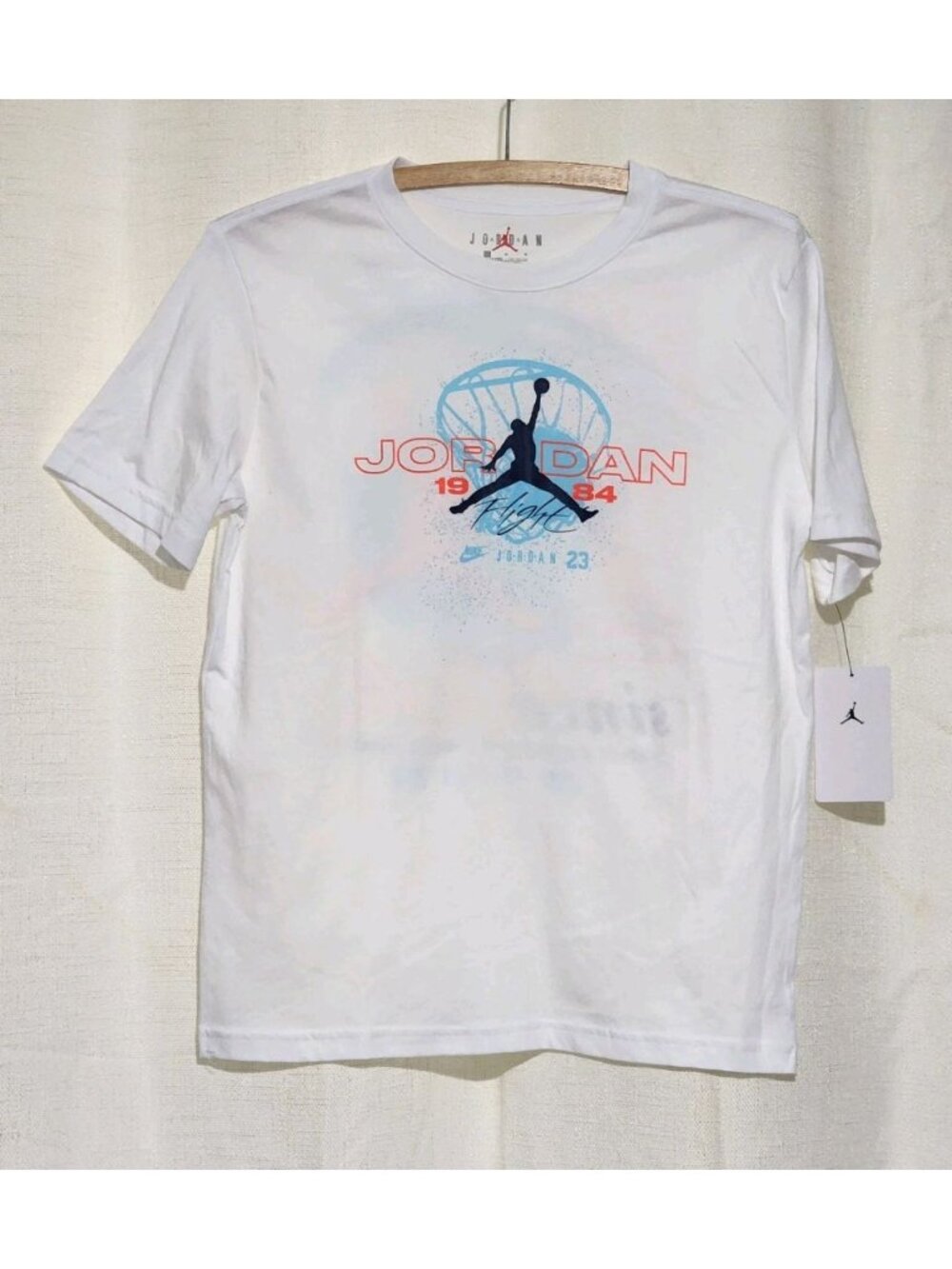 Nike Youth Boys Air Jordan T-shirt Flight Graphic Print White Size Large NWT